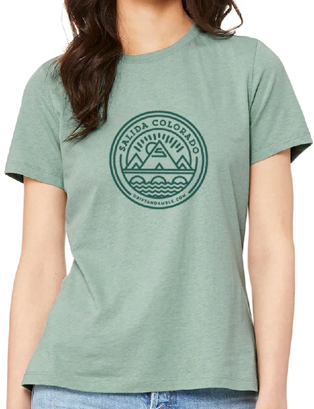 Women's Salida "S" Mountain T-shirt - Relaxed V-Neck T-Shirt Long Sleeve Cotton