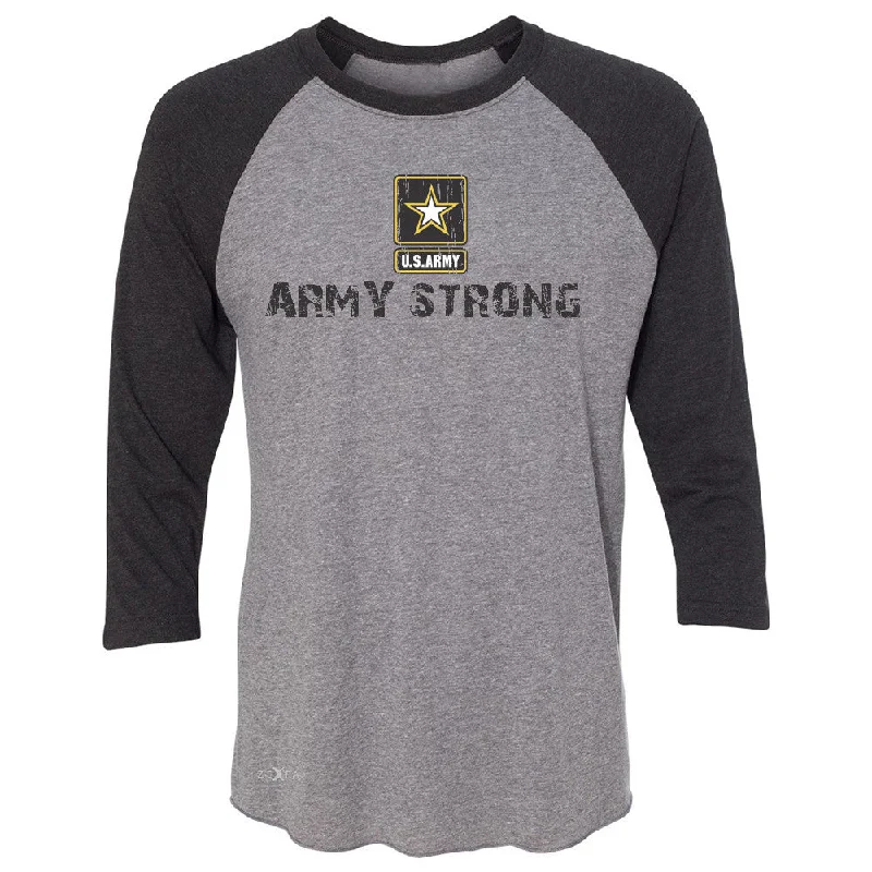 Zexpa Apparelâ„¢ Army Strong US Army Unisex - 3/4 Sleevee Raglan Tee Military Star Cool Tee Anti-Shrink Durable Soft