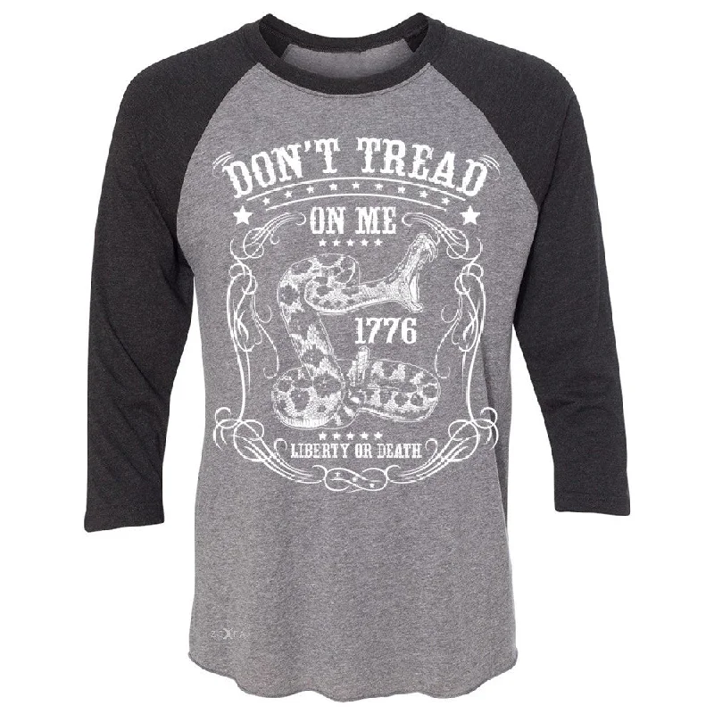 Zexpa Apparelâ„¢ Don't Tread On Me 3/4 Sleevee Raglan Tee 1776 Liberty Or Death Political Tee Rayon Fabric Velvet Fabric Corduroy Fabric