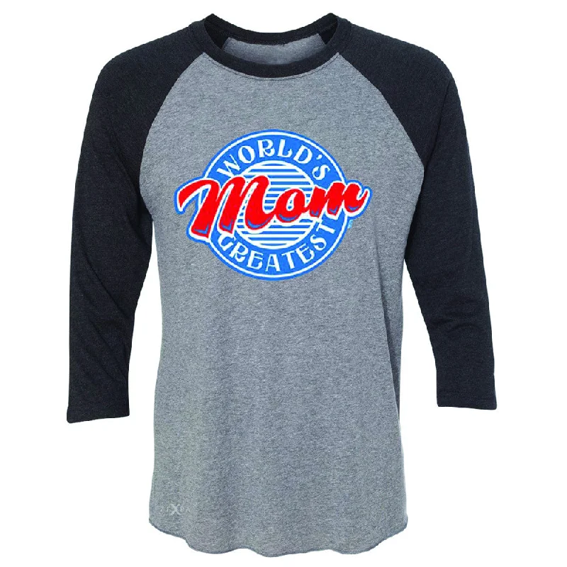 Zexpa Apparel™ World's Greatest Mom - For Your Mom 3/4 Sleevee Raglan Tee Mother's Day Tee Zippered Front Buttoned Front Snap Front