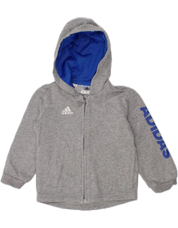 ADIDAS Baby Boys Graphic Zip Hoodie Sweater 12-18 Months Grey Cotton Hoodie with Hidden Zipper Minimalist Clean