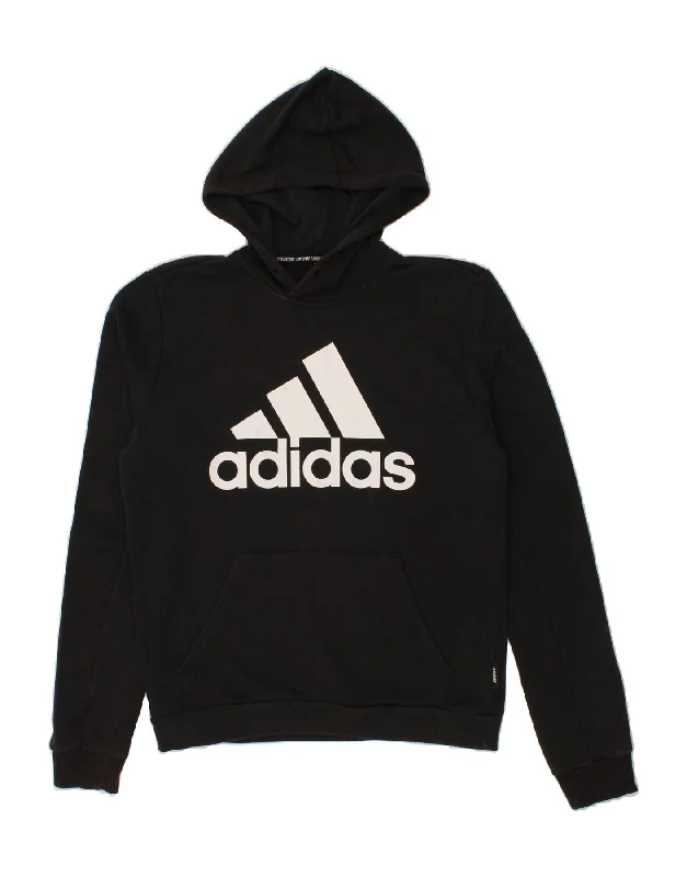 ADIDAS Mens Graphic Hoodie Jumper Medium Black Cotton Hoodie with Gradient Ombre Colorful