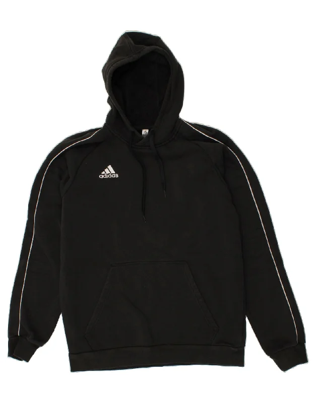 ADIDAS Mens Hoodie Jumper Large Black Cotton Hoodie with High-Low Hem Asymmetrical Trendy