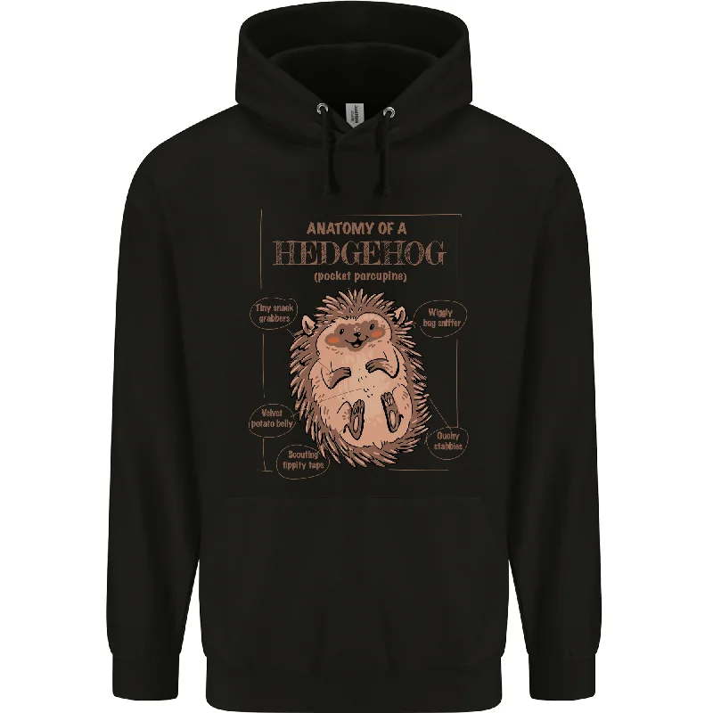 Anatomy of a Hedgehog Funny Mens 80% Cotton Hoodie Hoodie with Applique Textured Unique