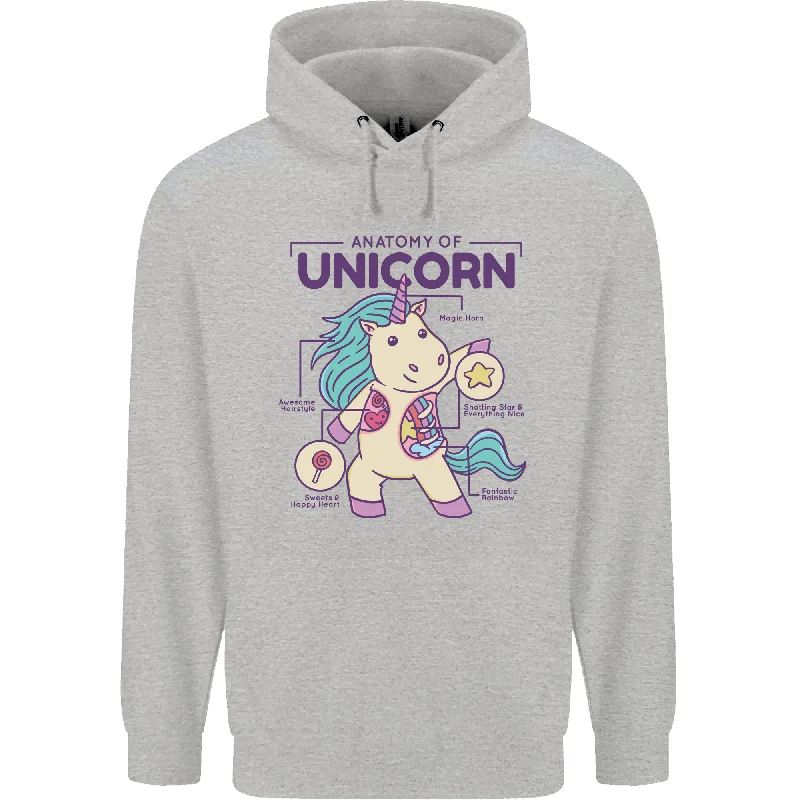 Anatomy of a Unicorn Funny Fantasy Mens 80% Cotton Hoodie Hoodie with Snap Buttons Easy Quick