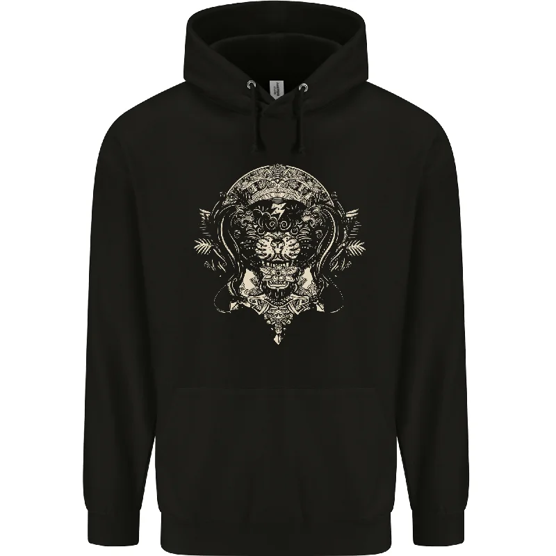 Ancient Mayan Aztec Tiger Art Tattoo Tribal Mens 80% Cotton Hoodie Hoodie with Slim Fit Tailored Modern