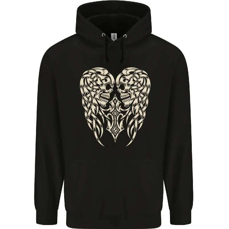 Angel Skull Wings Motorcycle Biker Mens 80% Cotton Hoodie Hoodie with Front Slit Layering Stylish