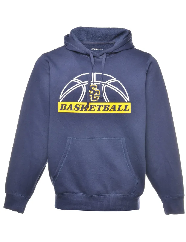 Basketball Printed Hoodie - M Hoodie with Snap Buttons Easy Quick