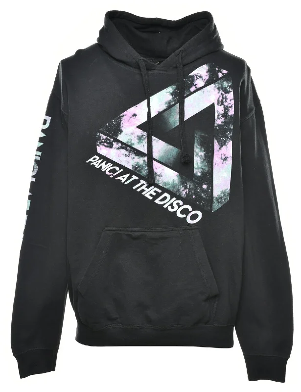 Black Printed Hoodie - M Hoodie with Back Slit Movement Comfort