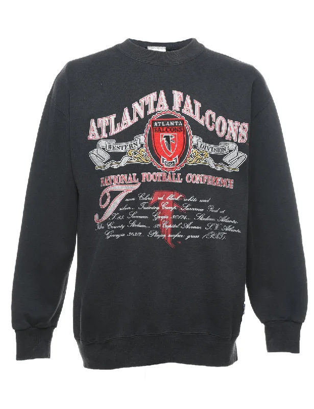 Black, Red & White Atlanta Falcons Printed Sweatshirt - L Hoodie with Monochrome Minimalist Simple