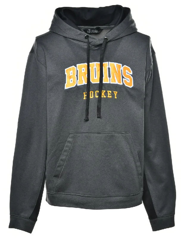 Bruins Hockey Printed Hoodie - S Hoodie with High-Low Hem Asymmetrical Trendy