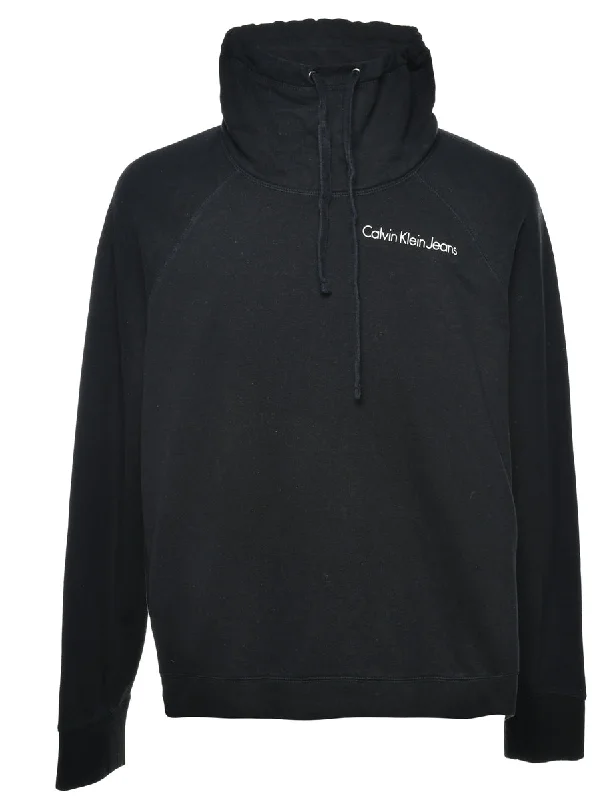 Calvin Klein Plain Sweatshirt - M Hoodie with Side Slits Relaxed Casual