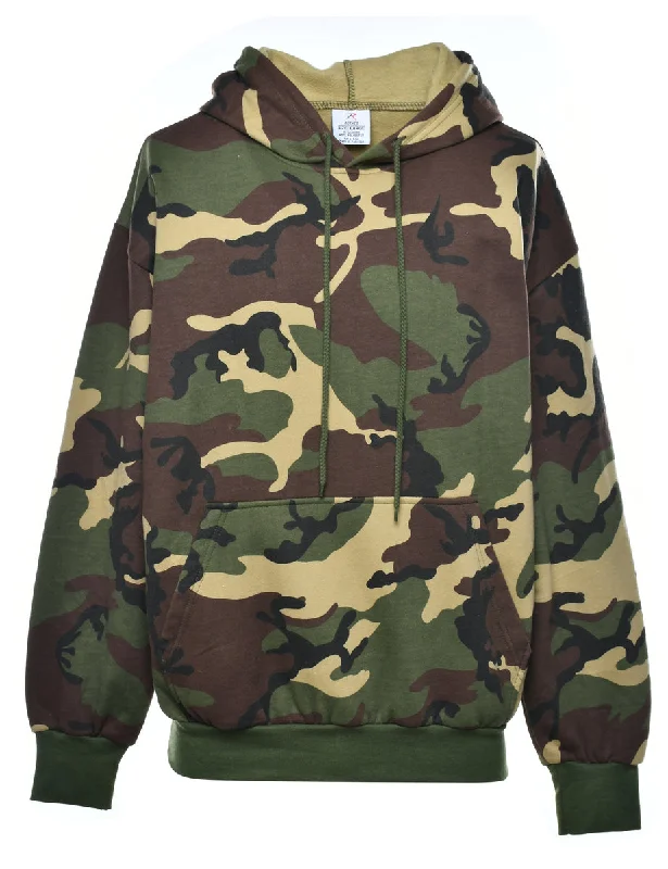 Camouflage Printed Hoodie - L Graphic Hoodie Design Print