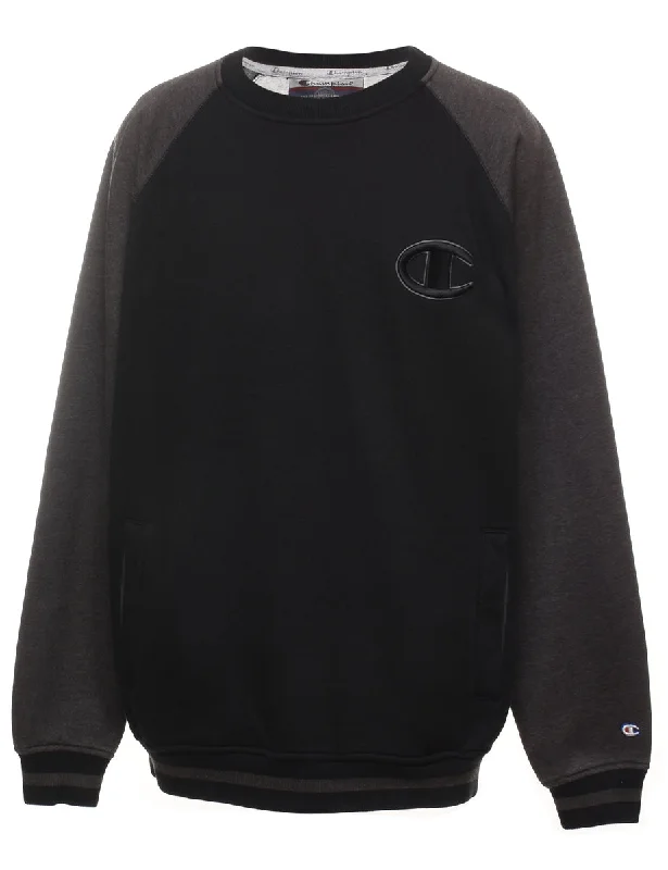 Champion Plain Sweatshirt - L Hoodie with Ribbed Cuffs Snug Fit Comfort