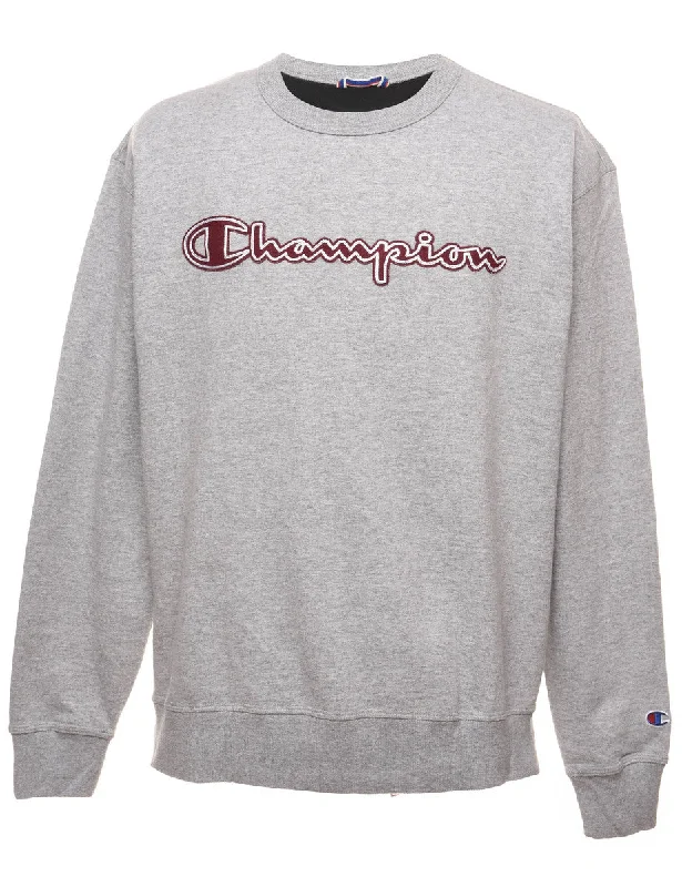 Champion Printed Sweatshirt - L Hoodie with Crew Neck Simple Timeless