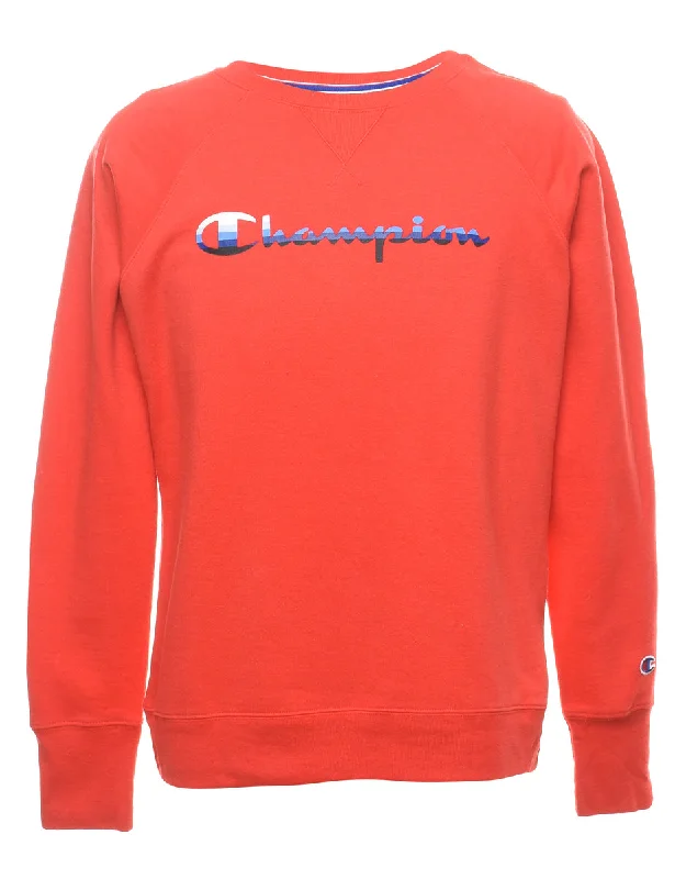 Champion Printed Sweatshirt - L Hoodie with Hem Elastic Stretchable Comfortable