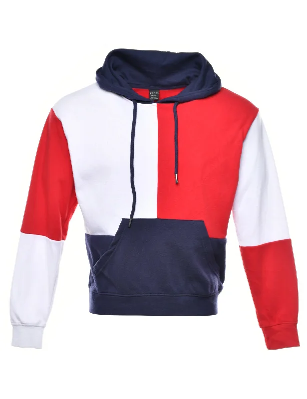 Colour Block Printed Hoodie - S Hoodie with Cropped Fit Short Trendy