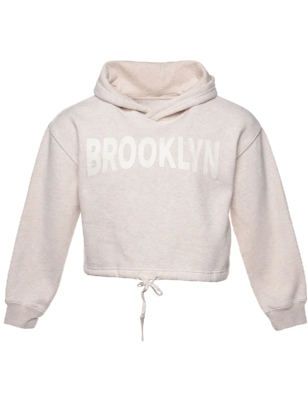 Cropped Brooklyn Hoodie - M Hoodie with Metallic Shiny Futuristic