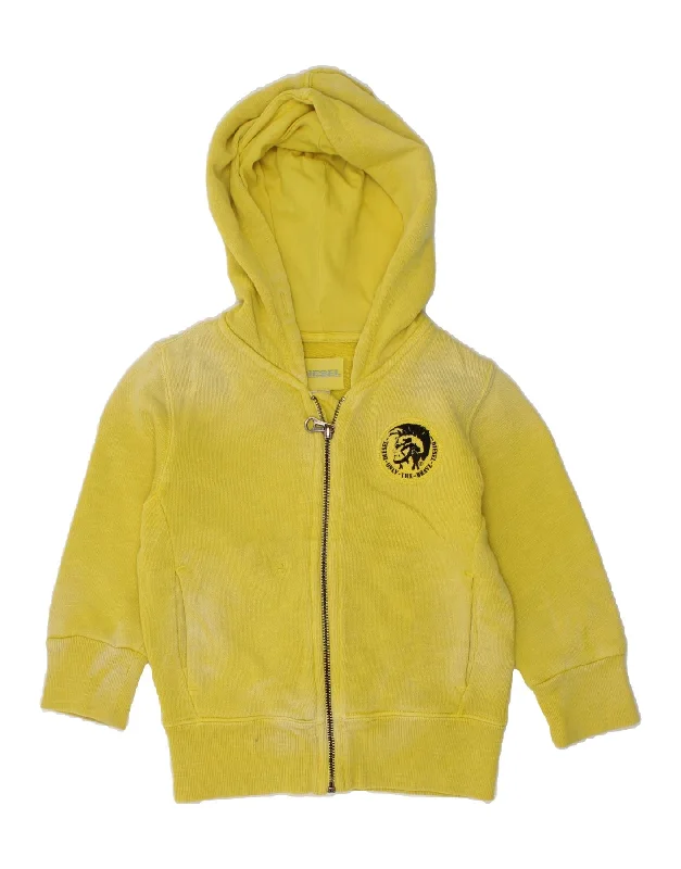 DIESEL Baby Boys Zip Hoodie Sweater 12-18 Months Yellow Cotton Hoodie with Magnetic Closure Innovative Modern