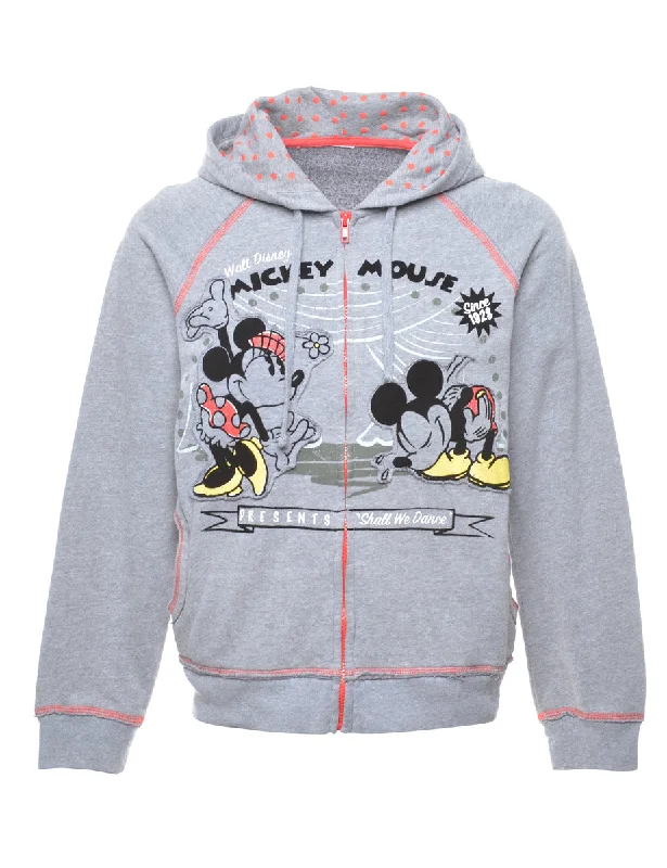 Disney Hooded Cartoon Sweatshirt - M Hoodie with Hem Contrast Bold Stylish