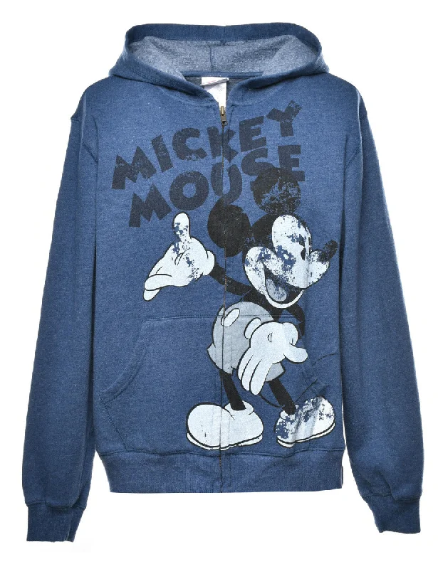 Disney Hooded Cartoon Sweatshirt - XL Zip Hoodie Drawstring Kangaroo Pocket