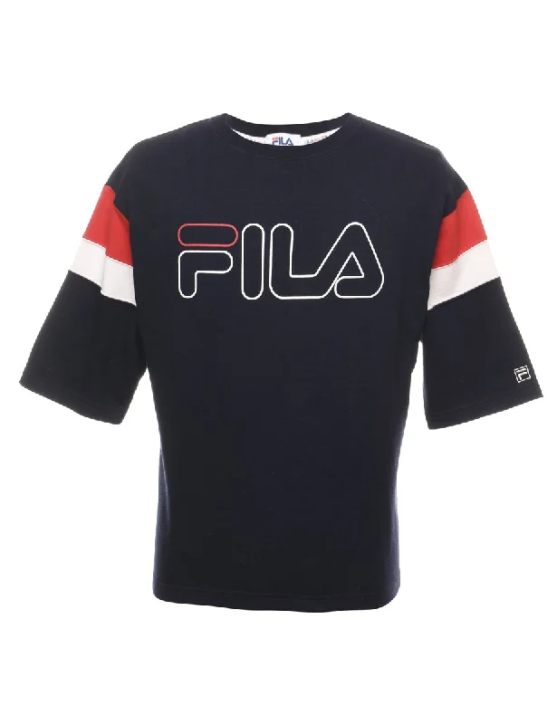 Fila Printed Sweatshirt - M Hoodie with Zipper Placket Modern Functional