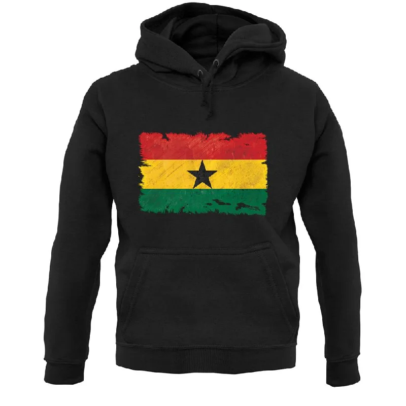 Ghana Grunge Style Flag Unisex Hoodie Hoodie with Camouflage Military Edgy