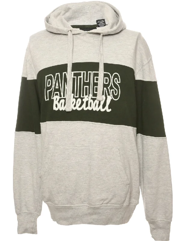 Grey Panthers Hooded Sports Sweatshirt - XXL Hoodie with Elastic Cuffs Stretchable Comfortable