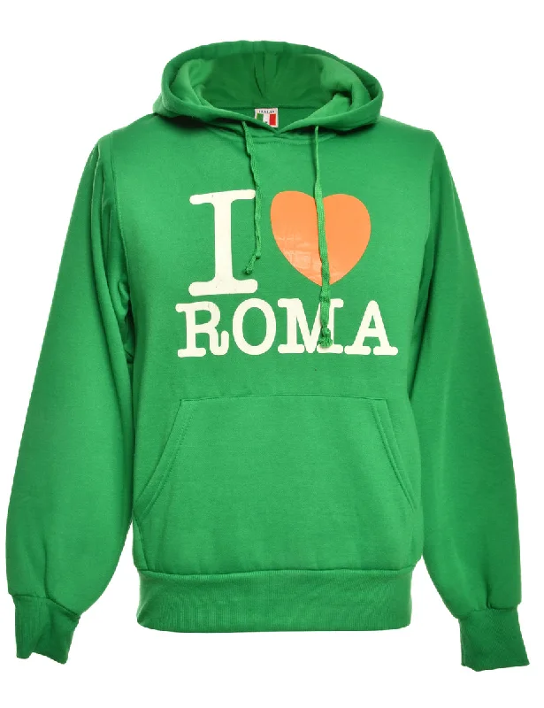 I Love Roma Printed Hoodie - M Hoodie with Double Zipper Versatile Adjustable