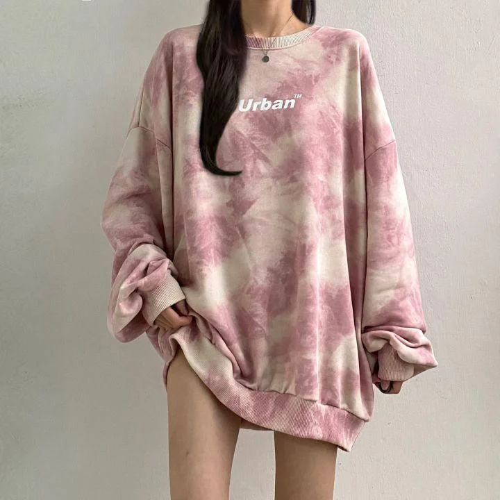 Indie Urban Print Longline Sweatshirt Hoodie with High Neck Warm Protective