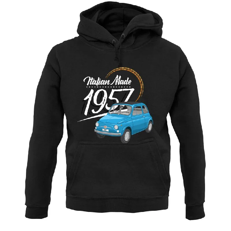 Italian Made 1957 - Fiat Unisex Hoodie Hoodie with Side Slits Relaxed Casual