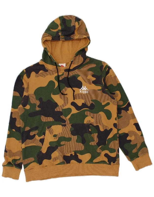 KAPPA Mens Hoodie Jumper Large Multicoloured Camouflage Cotton Hoodie with Sequins Glamorous Eye-catching