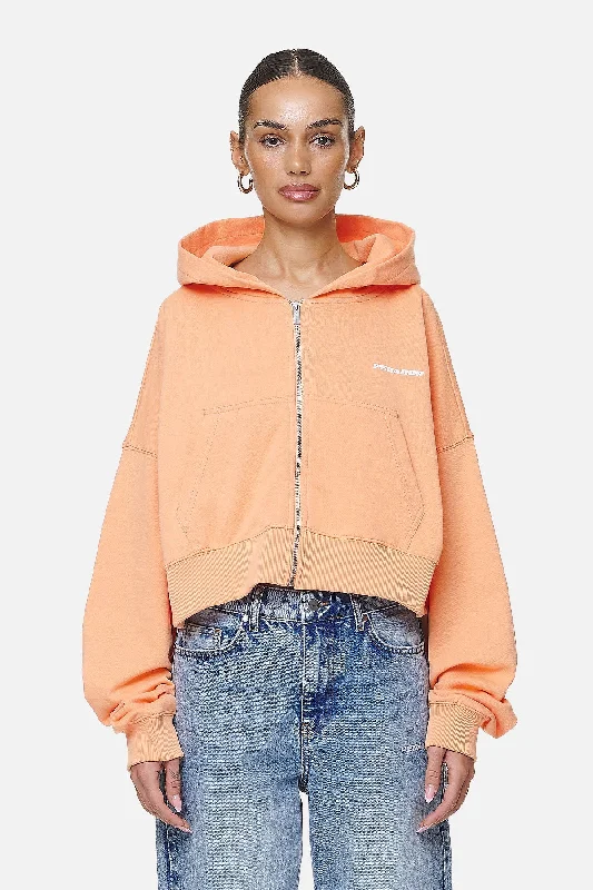 Marla Cropped Zip Hoodie Washed Apricot White Gum Hoodie with Sequins Glamorous Eye-catching