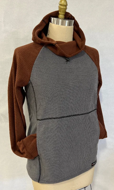 Men's Hoodie - Gray w/ Brown sleeves & hood Hoodie with Ribbed Hem Stretchable Secure