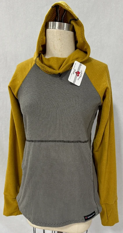 Men's Hoodie - Gray w/ Mustard sleeves & hood Hoodie with Color Block Contrast Stylish