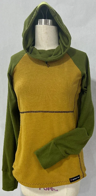 Men's Hoodie - Mustard  w/ Olive sleeves & hood Hoodie with Mock Neck Collared Structured