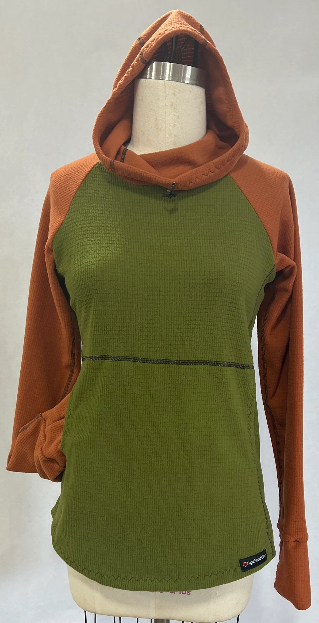 Men's Hoodie - Olive w/ Terracotta sleeves & hood Hoodie with Ribbed Hem Stretchable Secure