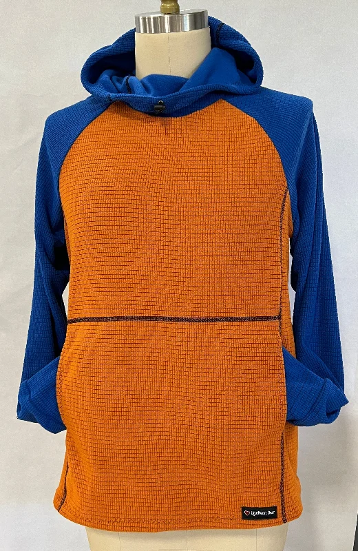 Men's Hoodie - Orange w/ Blue sleeves & hood Hoodie with Lining Warm Insulated