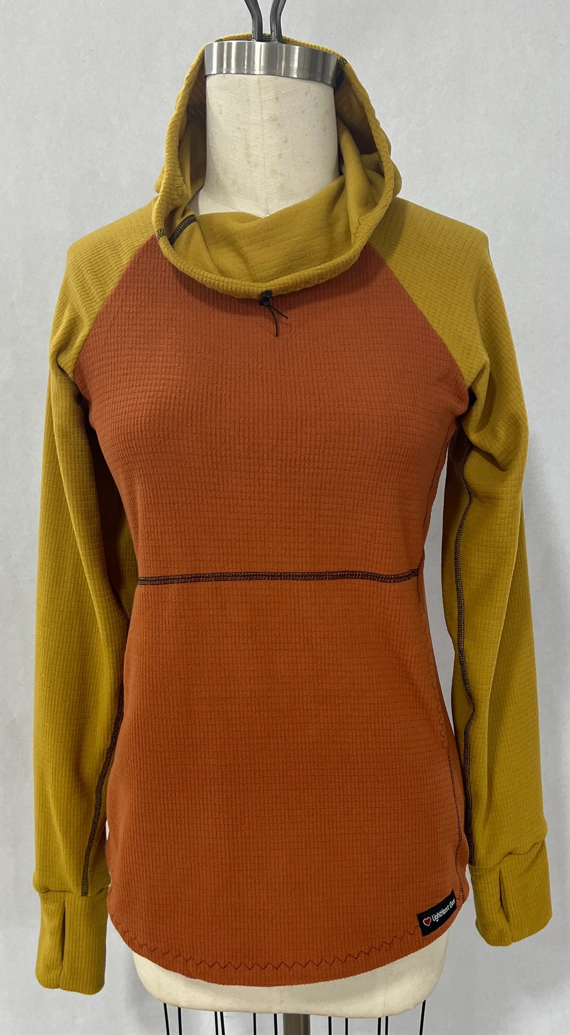 Men's Hoodie - Terracotta w/ Mustard sleeves & hood Hoodie with Bell Sleeves Flared Feminine