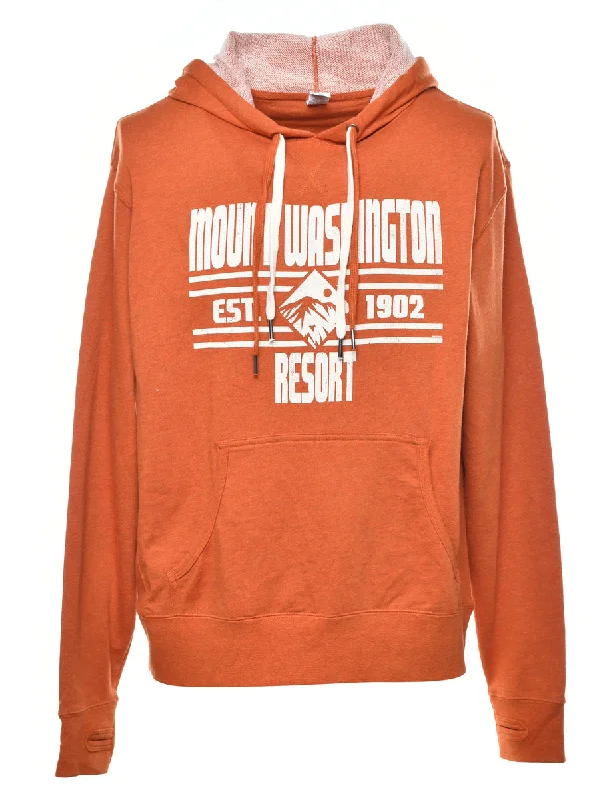 Mount Washington Printed Hoodie - M Hoodie with Exposed Zipper Edgy Industrial