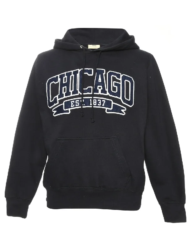 Navy MV Sport Printed Hoodie - S Cotton Hoodie Fleece Lining Warmth