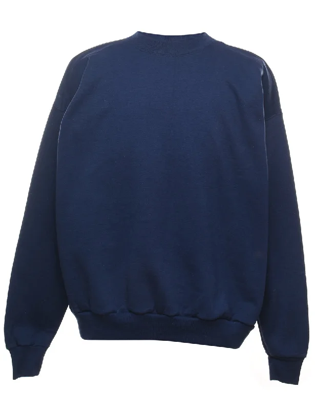 Navy Plain Sweatshirt - XL Hoodie with Drawcord Adjustable Secure