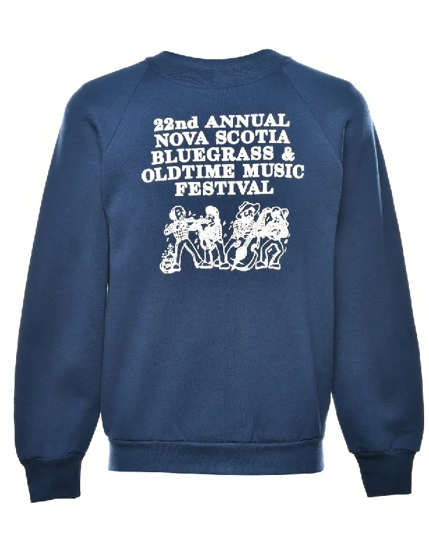 Navy Printed Sweatshirt - M Hooded Sweatshirt Casual Wear Street Style