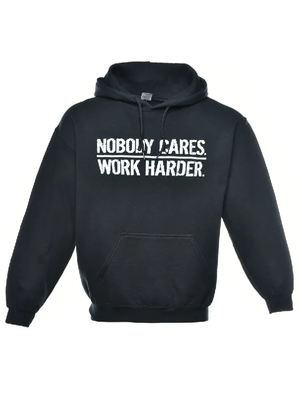 Nobody Cares Work Harder Printed Hoodie - M Hoodie with Half-Zip Sporty Casual