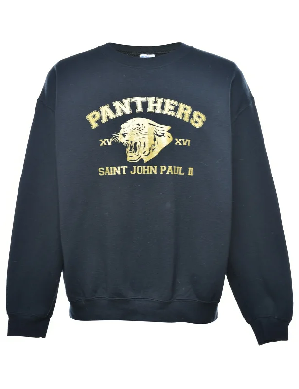 Panthers Printed Sweatshirt - L Hoodie with Hem Embroidery Detailed Premium