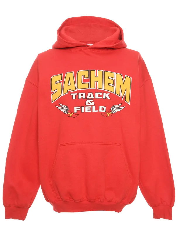 Sachem Track and Field Gildan Hooded Sports Sweatshirt - S Hoodie with Hem Applique Textured Unique