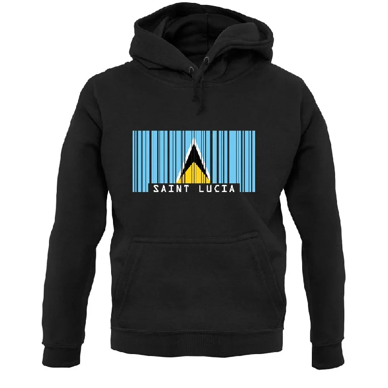 Saint Lucia  Barcode Style Flag Unisex Hoodie Hoodie with Ribbed Neckline Snug Warm