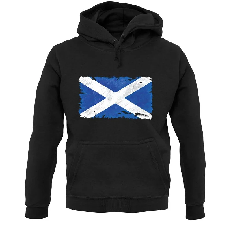 Scotland Grunge Style Flag Unisex Hoodie Hoodie with Slit Hem Functional Movement