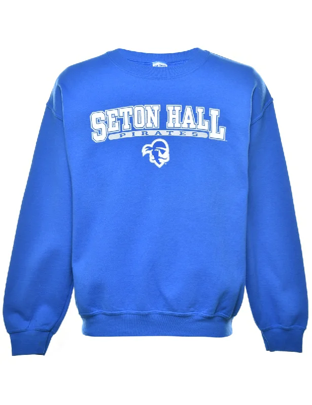 Seton Hall Pirates Printed Sweatshirt - M Hoodie with Toggle Buttons Decorative Unique