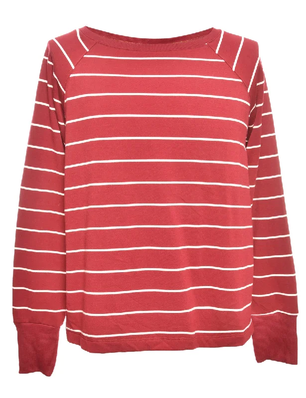 Striped Printed Sweatshirt - L Hoodie with Bell Sleeves Flared Feminine